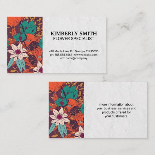 Carte De Visite Fleurs décoratives illustratives (Devant / Derrière)