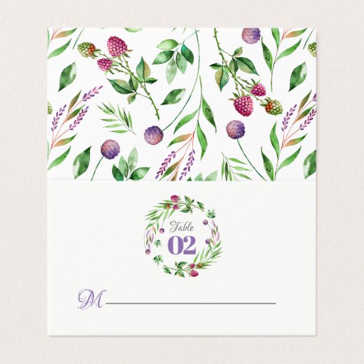 Carte De Visite Fleurs délicates & Berries Motif Avec Wreath (Extérieur déplié)