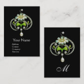 CARTE DE VISITE FLEURS D'ENAMÉLIORATION BLANCHE, PEARLS ET DIAMOND (Devant / Derrière)