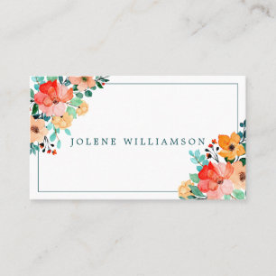 Carte de visite Fleurs d'été Aquarelle Brillante