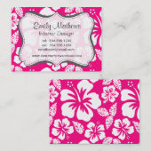 Carte De Visite Fleurs d'Hibiscus rose vif (Devant / Derrière)