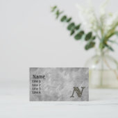 Carte De Visite Fleurs d'hydrangea à initiale de monogramme N (Debout devant)