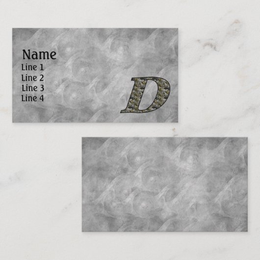 Carte De Visite Fleurs d'hydrangea à monogramme initial D (Devant / Derrière)