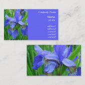 carte de visite fleurs d'iris bleues (Devant / Derrière)