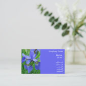carte de visite fleurs d'iris bleues (Debout devant)