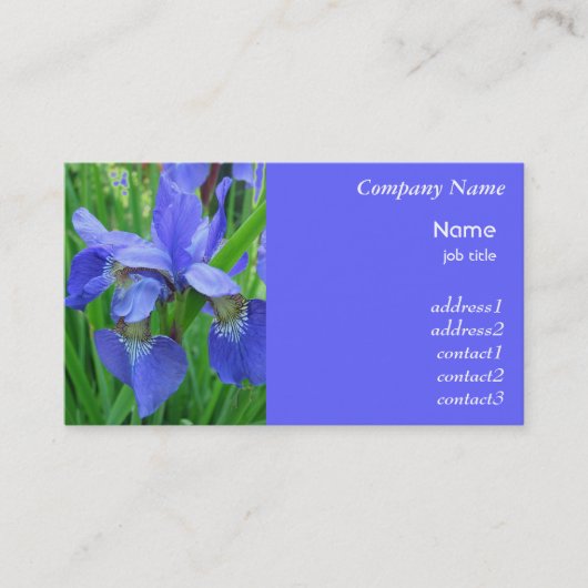 carte de visite fleurs d'iris bleues (Devant)