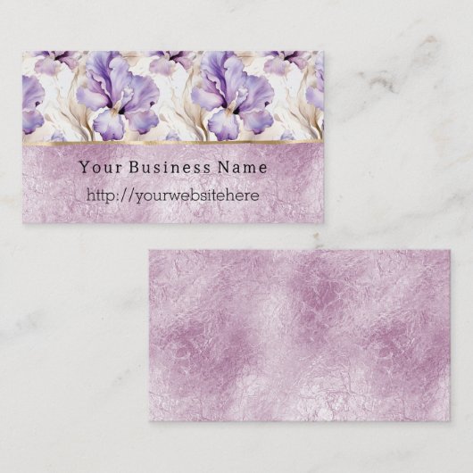Carte De Visite Fleurs d'Iris Violet nom de site Web d'entreprise (Devant / Derrière)
