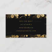 Carte De Visite Fleurs d'or noir chic (Dos)