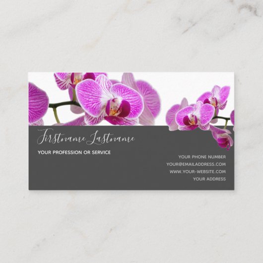 Carte De Visite Fleurs d'orchidées roses fleurs élégant rectangle  (Dos)