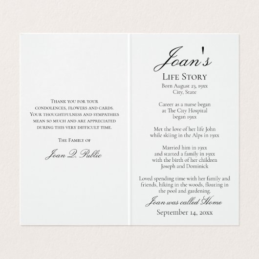 Carte De Visite Fleurs d'orchidées roses Prière commémorative funé (Intérieur déplié)