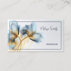 Carte De Visite Fleurs dorées turquoise éthérées