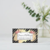 Carte De Visite Fleurs élégantes / Balle mouchetée / Or (Debout devant)