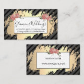 Carte De Visite Fleurs élégantes / Balle mouchetée / Or (Devant / Derrière)