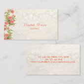 Carte De Visite Fleurs Élégantes de Style Vintage, Dentelle (Devant / Derrière)