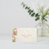 Carte De Visite Fleurs Élégantes de Style Vintage, Dentelle (Debout devant)