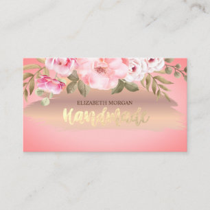Carte De Visite Fleurs Élégantes en Or Rose