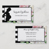 Carte De Visite Fleurs élégantes et grèves Maternité Doula (Devant / Derrière)