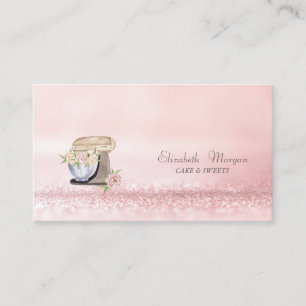 Carte De Visite Fleurs Élégantes Modernes Mixeur à Gâteau Aquarell