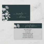 Carte De Visite Fleurs élégantes Simple motif floral Vert foncé (Devant / Derrière)
