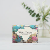 Carte De Visite Fleurs en aquarelles OPTIONS PAPIER & TAILLE -Larg (Debout devant)