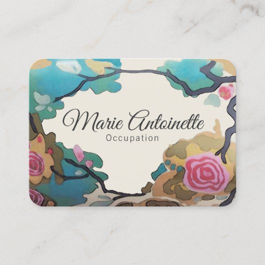 Carte De Visite Fleurs en aquarelles OPTIONS PAPIER & TAILLE -Larg (Devant)