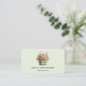 Carte De Visite Fleurs en Pot Cozy Shabby Mignon Fleuriste (Debout devant)
