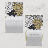 Carte De Visite Fleurs en pot Mason Rustique Gris Or Chic Floral (Devant / Derrière)