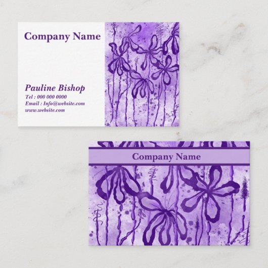 Carte De Visite Fleurs encrées Lilac (Devant / Derrière)