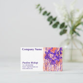 Carte De Visite Fleurs encrées orange violet (Debout devant)