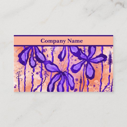 Carte De Visite Fleurs encrées orange violet (Dos)