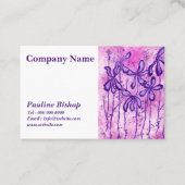 Carte De Visite Fleurs encrées rose et violet (Devant)