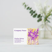 Carte De Visite Fleurs encrées violet jaune (Debout devant)