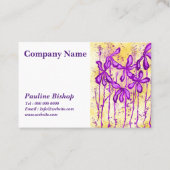Carte De Visite Fleurs encrées violet jaune (Devant)