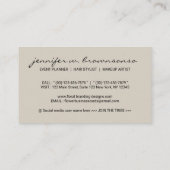 Carte De Visite Fleurs Esquisse Écran Beige Script Signature Class (Dos)