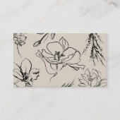 Carte De Visite Fleurs Esquisse Écran Beige Script Signature Class (Devant)