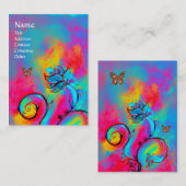 Carte De Visite FLEURS ET BOUTEILLES BLANCS bleu rose jaune (Devant / Derrière)