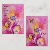 Carte De Visite FLEURS ET BUTTERFLIS BLANCS jaune rose violet (Devant / Derrière)