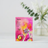 Carte De Visite FLEURS ET BUTTERFLIS BLANCS jaune rose violet (Debout devant)