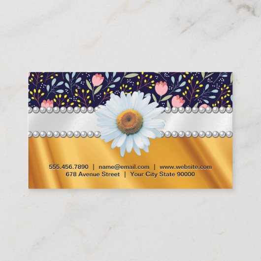 Carte De Visite Fleurs et Feuille Motif décoratif (Dos)