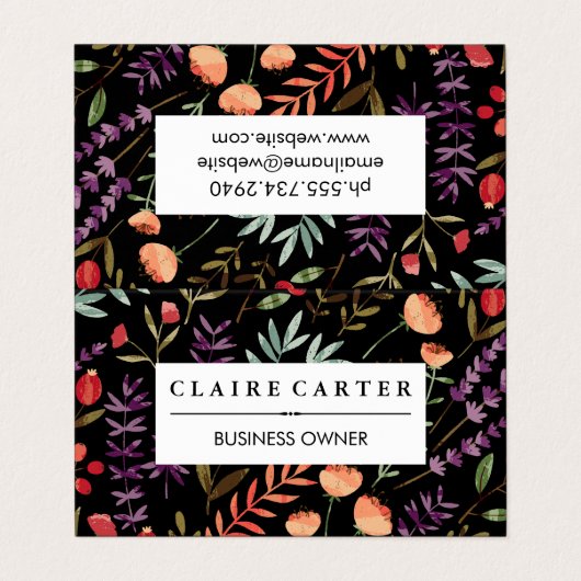 Carte De Visite Fleurs et Feuilles  en fleurs Motif (Extérieur déplié)