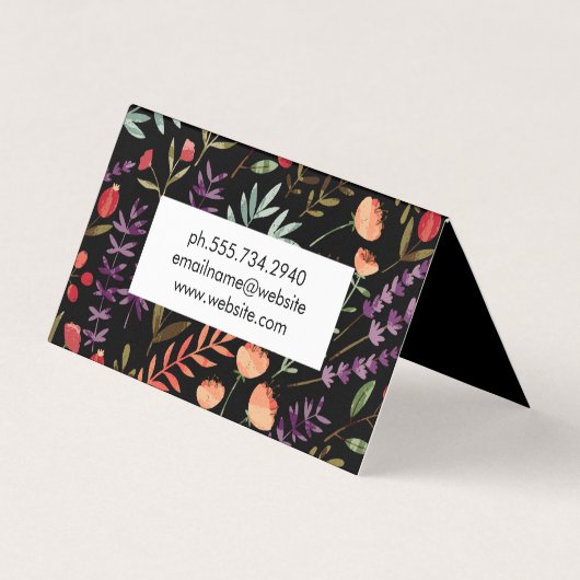 Carte De Visite Fleurs et Feuilles  en fleurs Motif (Dos)