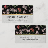 Carte De Visite Fleurs et Motif décoratifs Feuille (Devant / Derrière)