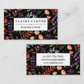 Carte De Visite Fleurs et Motif décoratifs Feuille (Devant / Derrière)