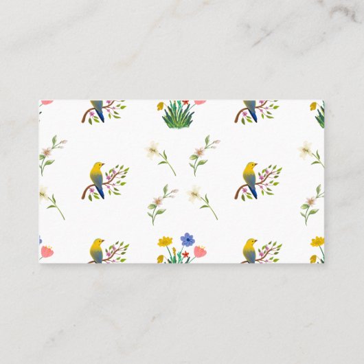 Carte De Visite Fleurs et oiseaux en fleurs motif (Dos)