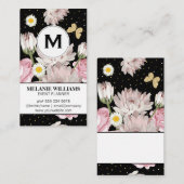 Carte De Visite Fleurs et papillons de Parties scintillant | Gold  (Devant / Derrière)