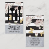 Carte De Visite Fleurs et papillons | Jeu de maquillage de parties (Devant / Derrière)