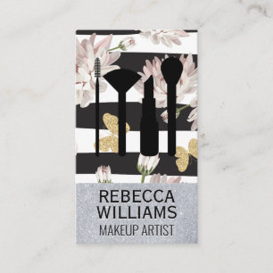 Carte De Visite Fleurs et papillons Jeu de maquillage de parties