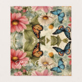 Carte De Visite Fleurs Et Papillons Oeuvre D'Art (Extérieur déplié)