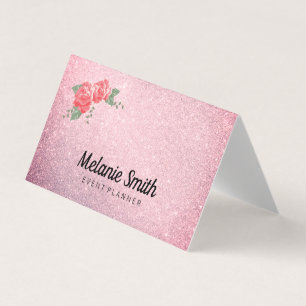 Carte De Visite Fleurs et Parties scintillant élégantes (roses)