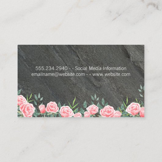 Carte De Visite Fleurs et pierre de granit (Dos)